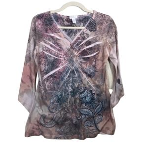 CHICO'S Embellished Top, Size 0 (approx S/…